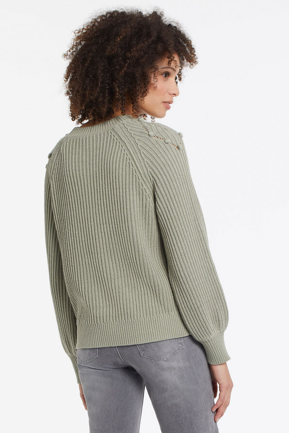 PomPom Cotton Sweater, Sage, original image number 1