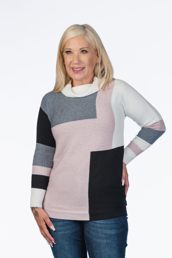 Colorblock Cowl Sweater, , original image number 1
