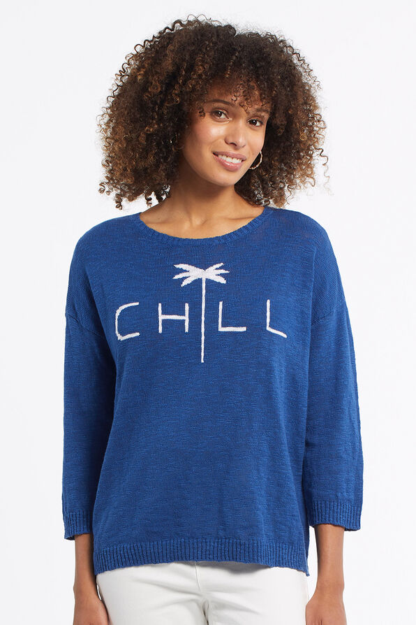 Chill Cotton Sweater, Navy, original image number 0