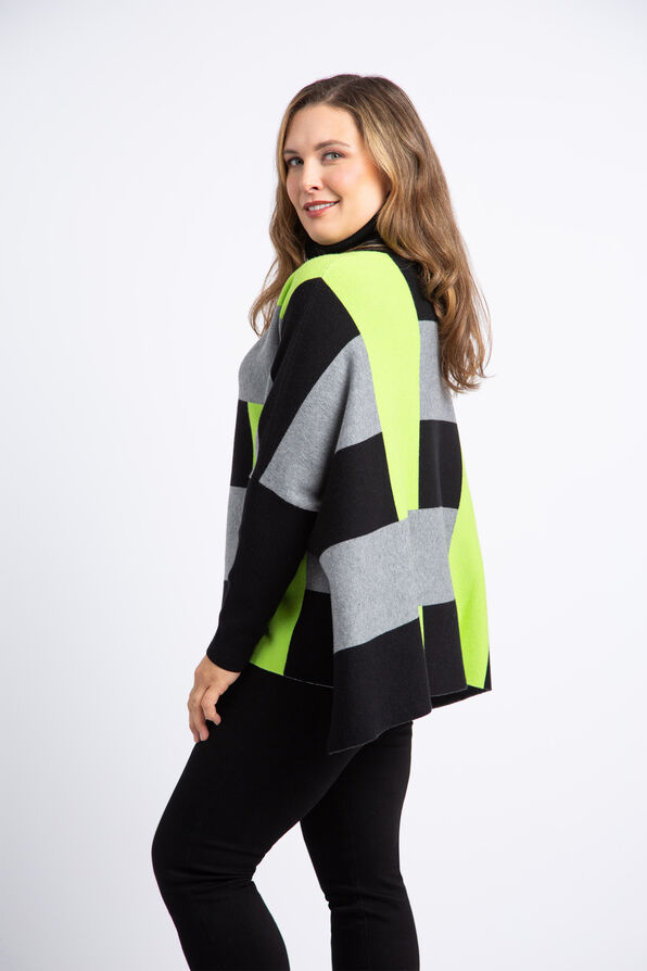 Color Block Turtleneck Sweater , Lime, original image number 2