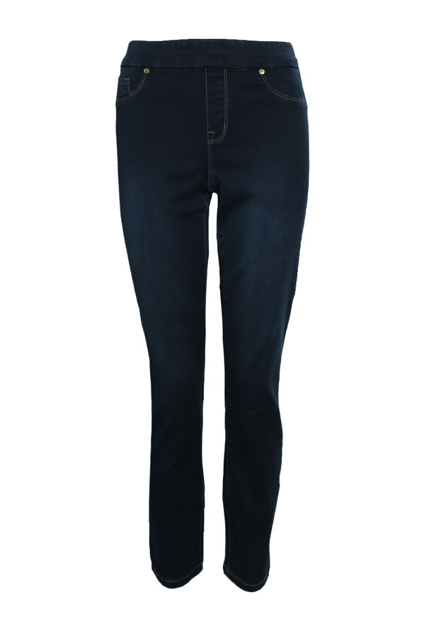 Basic Pull-On Knit Taper-Leg Stretch Jegging Jeans, , original image number 3
