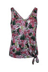 Tropical Print Tank Top with Front Knot, , original image number 1