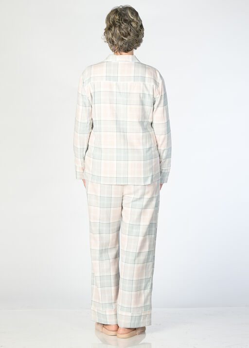 Flannel Plaid Pajama Set, Pink, original