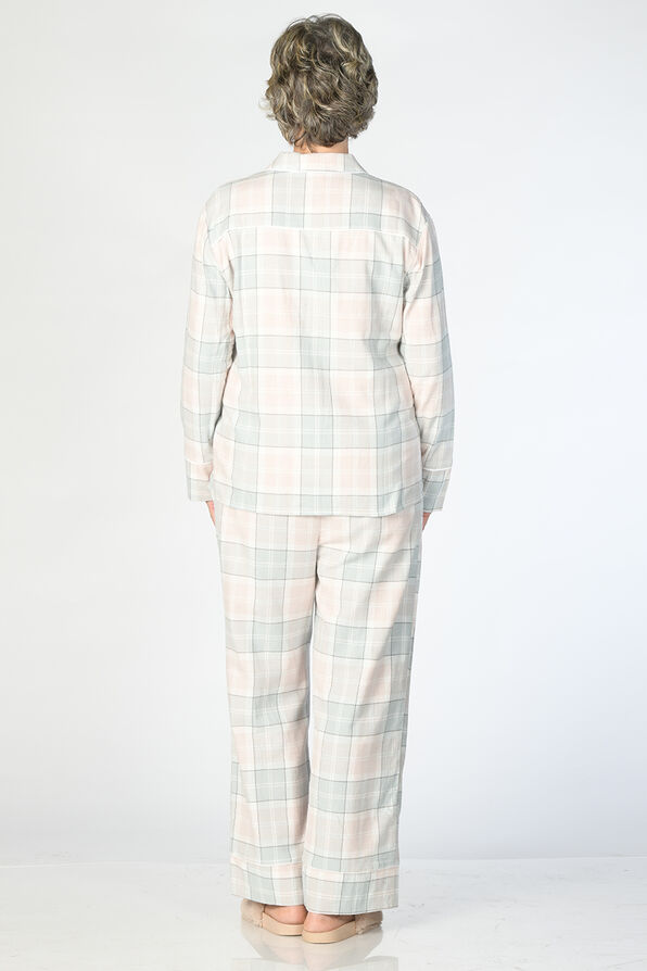Flannel Plaid Pajama Set, Pink, original image number 1