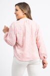 Floral Applique Button-Up Blouse, Pink, original image number 3