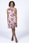 Sleeveless Floral Lace Dress, White, original image number 0
