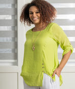 ¾ Sleeve Layered Tunic w/ Buttons, , original image number 1