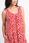 Daisy Print Summer Dress, Red, original image number 3