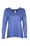 Raya Ribbed Back V-Neck Sweater, Blue, original image number 0