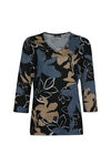 Autumn Leaves Top with Ruffle Sleeves, Black, original image number 0