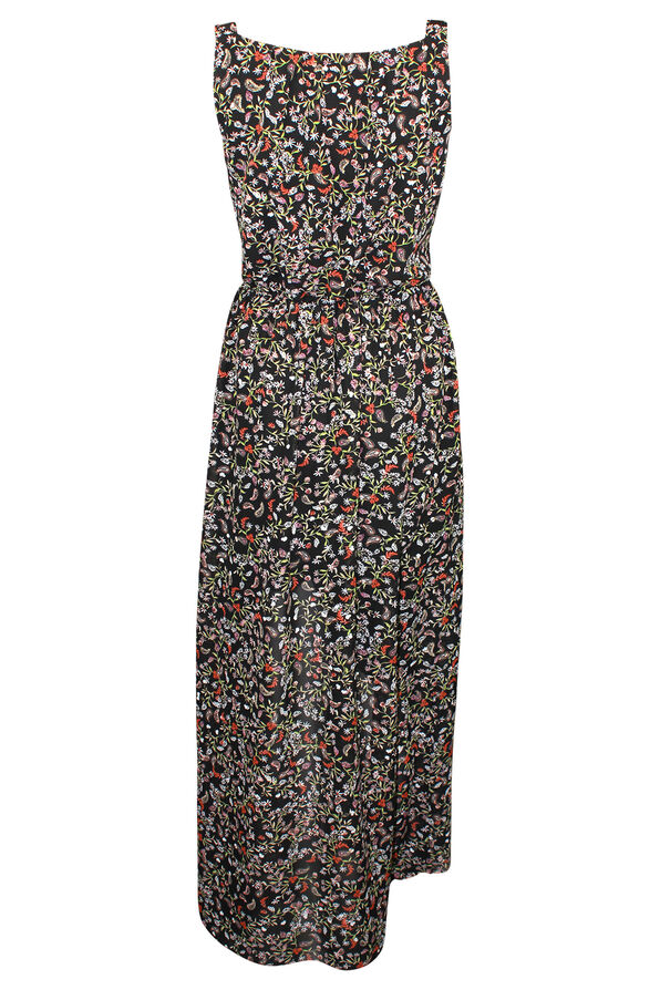 Floral Print Sleeveless Maxi Dress, Black, original image number 1