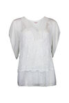 Short Sleeve Silk Embroidered Blouse , White, original image number 0