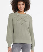 PomPom Cotton Sweater, Sage, original image number 0