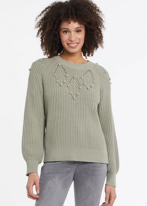 PomPom Cotton Sweater, Sage, original