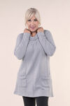 Tunic with Roll Tab Neck, Grey, original image number 0