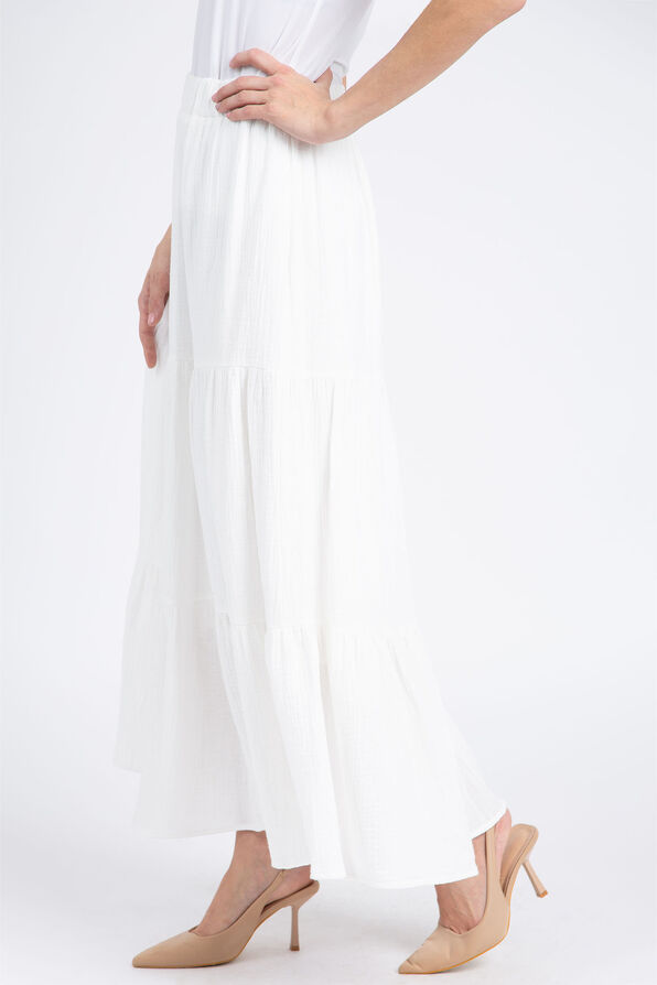 Cotton Gauze Tiered Maxi Skirt, White, original image number 1