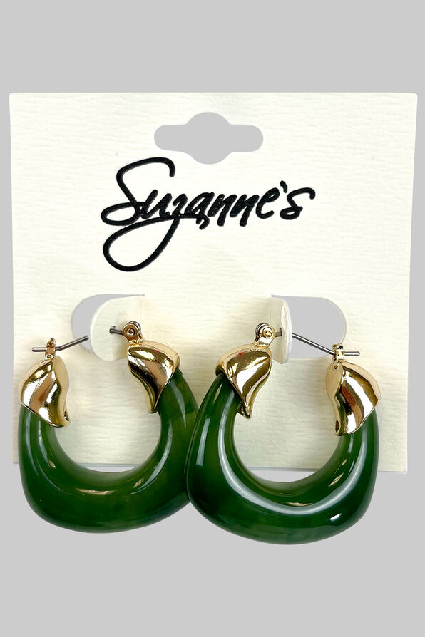 Emerald Hoop Earrings, Green, original image number 0