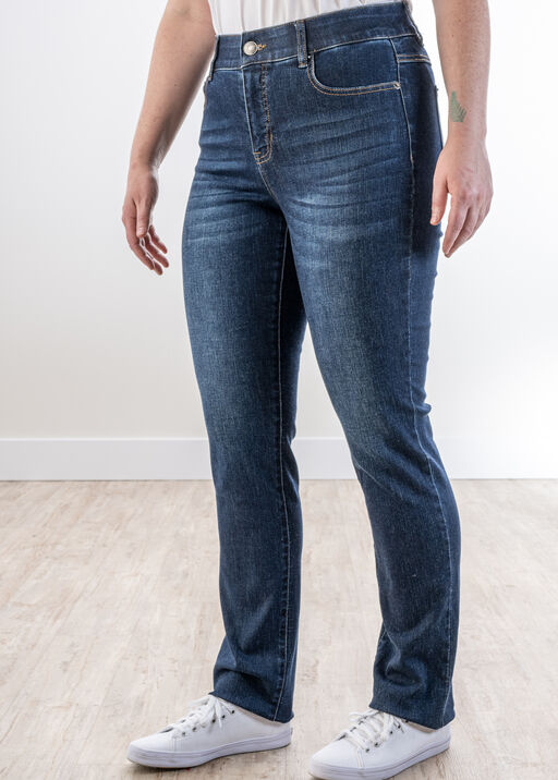 Slim-Leg Regular-Rise Elastic Jeans, Denim, original