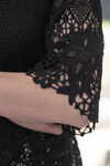 ¾ Sleeve Crochet Lace Short Cardigan, Black, original image number 2