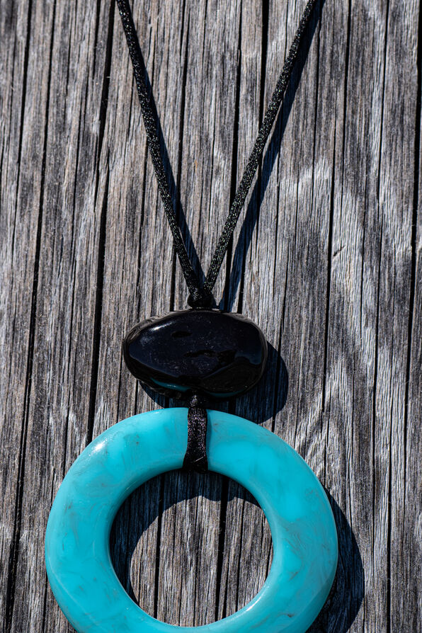 Handcrafted Colorful Resin Circle Pendant, Turquoise, original image number 0