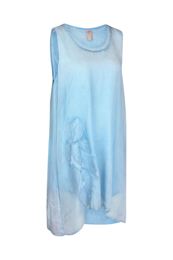 Sleeveless Chiffon Overlay Top, Turquoise, original image number 0