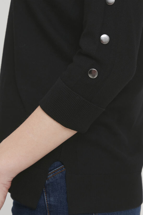 ¾ Sleeve Knit Pullover , Black, original image number 3