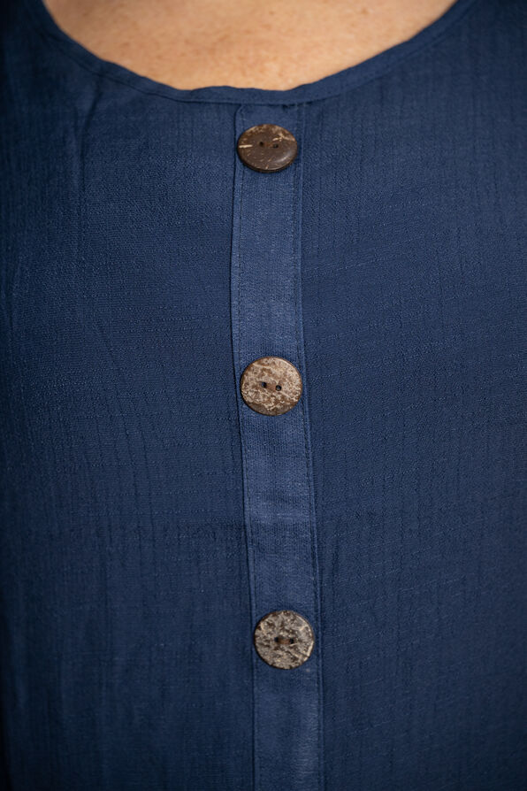 Navy Cuffed Cap-Sleeved Shirt , Navy, original image number 1