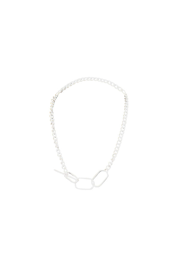 Chain Link Necklace with Toggle Closure, Silver, original image number 1