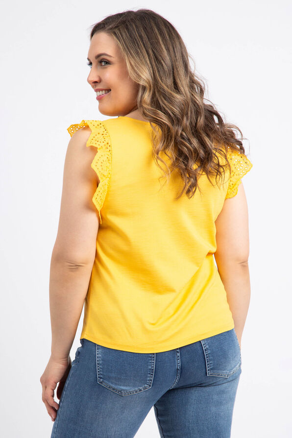 Crochet Sleeve Top, Yellow, original image number 3