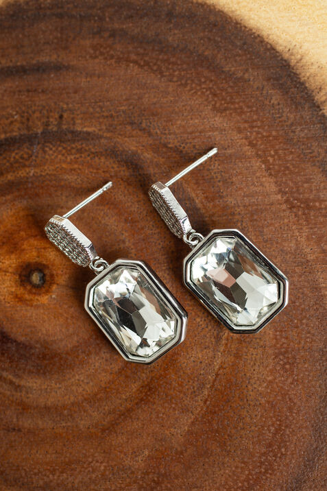 Drop Jewel Stud Earrings, Silver, original