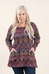 Rib Knit Tunic with Pockets, Wine, original image number 1