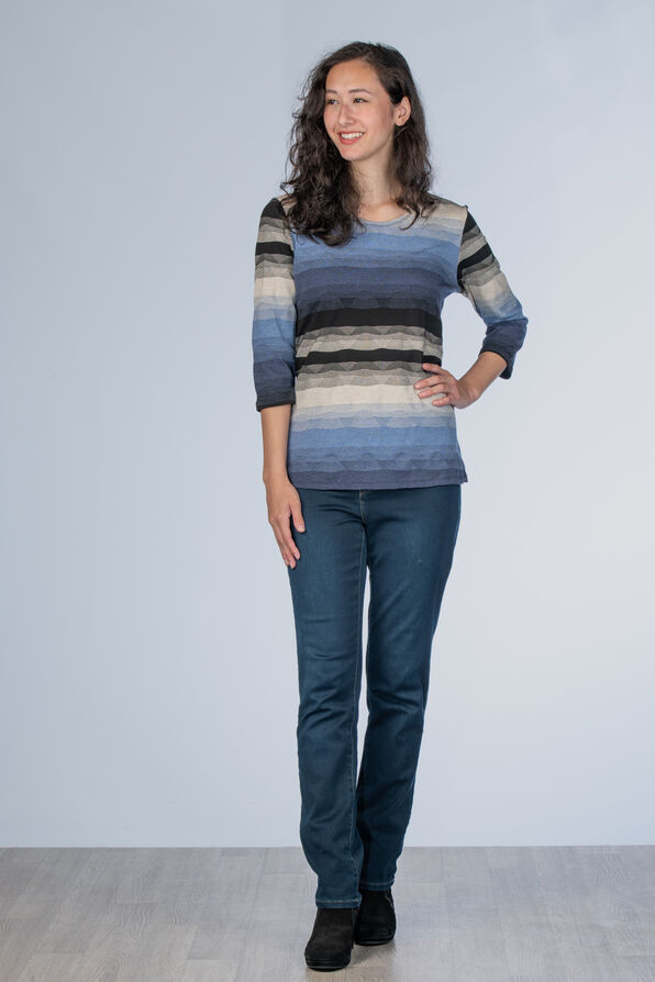 Stripe Knit Shirt, Blue, original image number 2