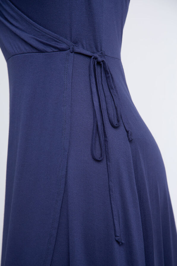 Faux Wrap Midi Dress, Navy, original image number 3