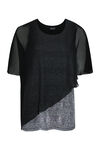 Poncho Style Glitter and Chiffon Top, Black, original image number 0