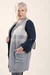 Longer Woolen Vest with Patch Pockets, Grey, original image number 1