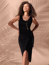 Sleeveless Wrap Black Dress Hi-Lo Hem, Black, original image number 0