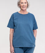 Short Sleeve Sweat Shirt with Pockets, Blue, original image number 0