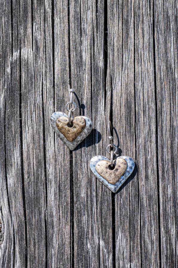 Hammered Heart Dangle Earrings, Multi, original image number 0