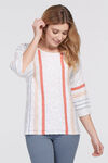 Summery Striped Knit Top, White, original image number 2