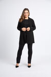 Open Front Cardigan w/ Roll Tab Sleeves, Black, original image number 1