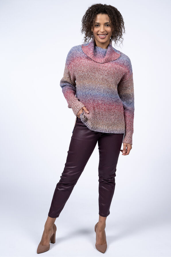 Ombre Stripe Cowl Neck Sweater , Natural, original image number 0