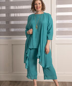 ¾ Sleeve Layered Tunic w/ Buttons, , original image number 2