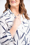Linen-Look Bamboo Print Blouse, White, original image number 4