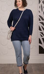 Long Sleeve Soft Knit Sweater, Navy, original image number 0