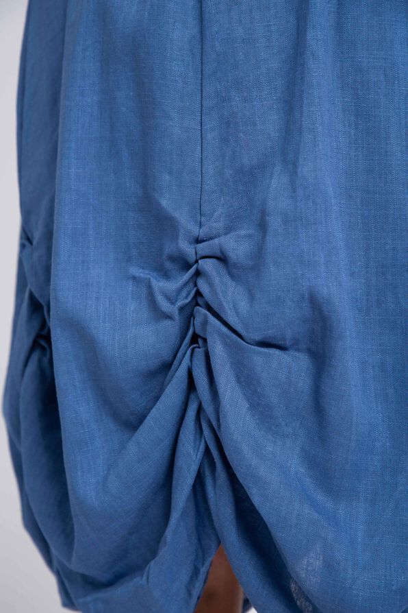 Pull-On Cotton Skirt w/ Ruched Seams, Blue, original image number 3