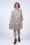 Long Sleeve Knee-Length Paisley Dress, Multi, original image number 2
