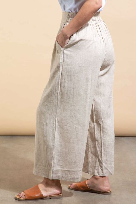 Cropped Linen Trousers, Beige, original