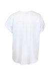 Split Neck Cap Sleeve Blouse, White, original image number 1
