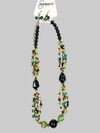 Boho-Chic Beaded Multi-Stone Necklace Jewelry Set, Green, original image number 0