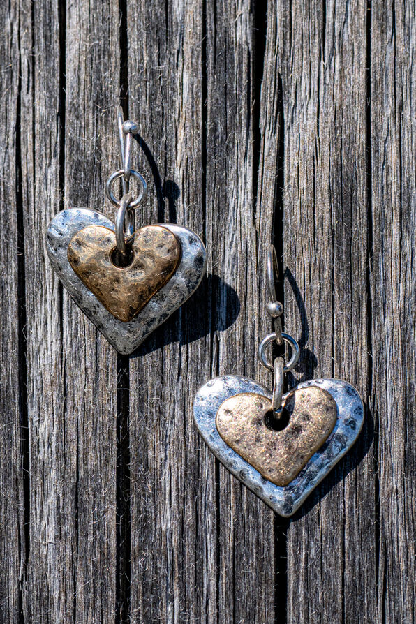 Hammered Heart Dangle Earrings, Multi, original image number 1